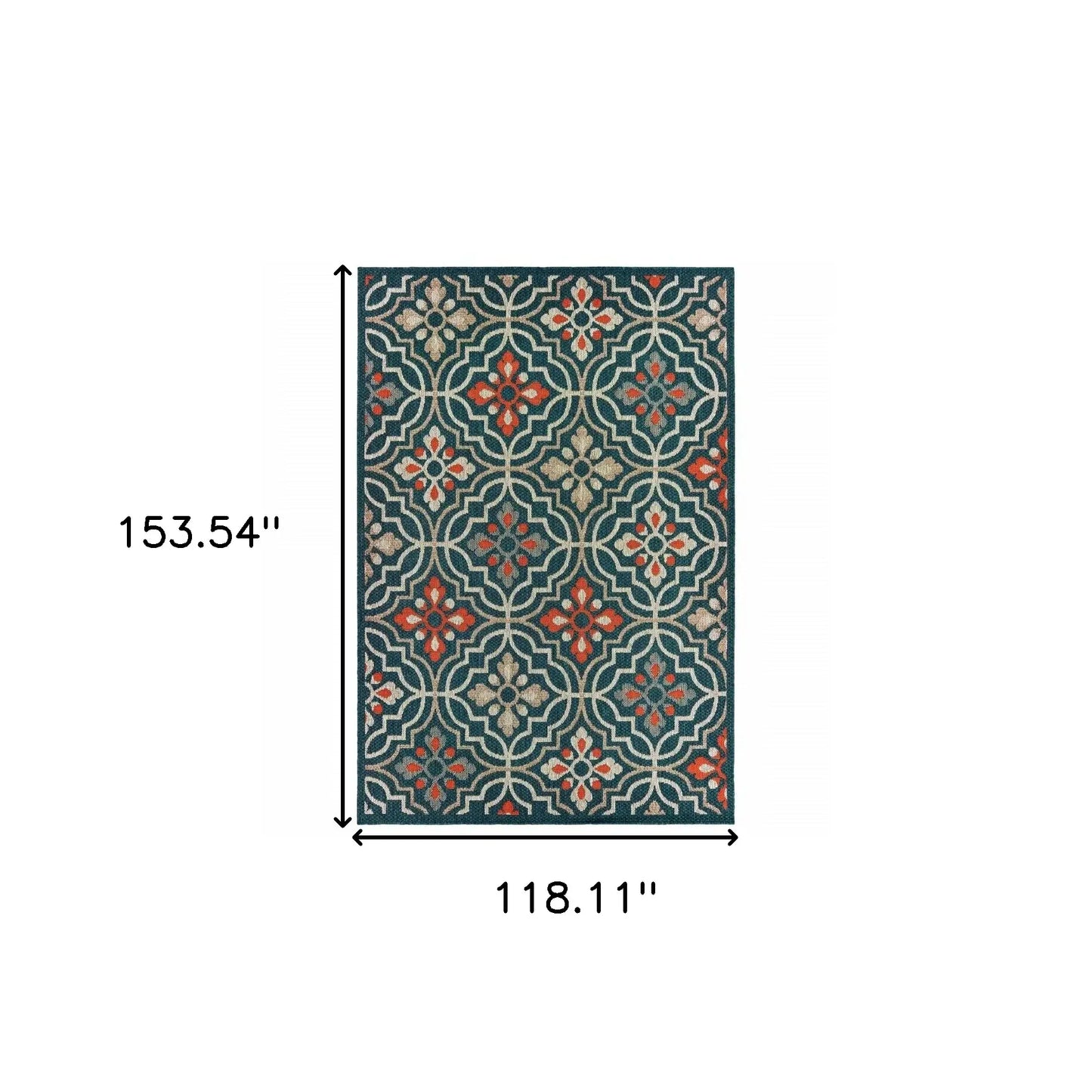 10' X 13' Blue and Orange Moroccan Indoor Outdoor Area Rug - Homeroots - Flyclothing LLC