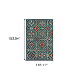 10' X 13' Blue and Orange Moroccan Indoor Outdoor Area Rug - Homeroots - Flyclothing LLC