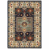 2' X 3' Blue Ivory Machine Woven Medallion Indoor Area Rug - Homeroots - Flyclothing LLC