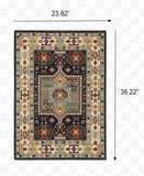 2' X 3' Blue Ivory Machine Woven Medallion Indoor Area Rug - Homeroots - Flyclothing LLC