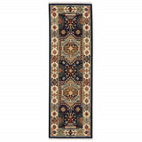 6' Blue Ivory Machine Woven Medallion Indoor Runner Rug - Homeroots