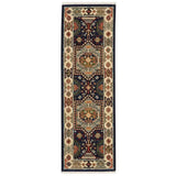 12' Blue Ivory Machine Woven Medallion Indoor Runner Rug - Homeroots