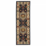 12' Blue Ivory Machine Woven Medallion Indoor Runner Rug - Homeroots - Flyclothing LLC