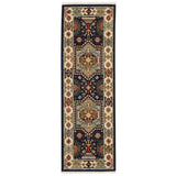 12' Blue Ivory Machine Woven Medallion Indoor Runner Rug - Homeroots