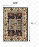 3' X 5' Blue Ivory Machine Woven Medallion Indoor Area Rug - Homeroots - Flyclothing LLC