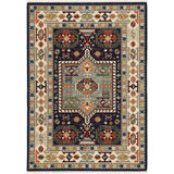 6' X 9' Blue Ivory Machine Woven Medallion Indoor Area Rug - Homeroots