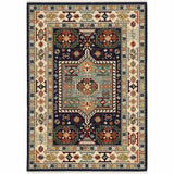 6' X 9' Blue Ivory Machine Woven Medallion Indoor Area Rug - Homeroots - Flyclothing LLC