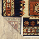 2' X 3' Blue Red Machine Woven Medallions Indoor Area Rug - Homeroots - Flyclothing LLC