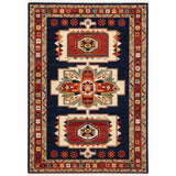 9' X 12' Blue Red Machine Woven Medallions Indoor Area Rug - Homeroots - Flyclothing LLC
