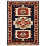 9' X 12' Blue Red Machine Woven Medallions Indoor Area Rug - Homeroots - Flyclothing LLC