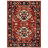 5' X 8' Red Blue Machine Woven Oriental Indoor Area Rug - Homeroots - Flyclothing LLC