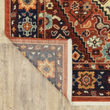 5' X 8' Red Blue Machine Woven Oriental Indoor Area Rug - Homeroots - Flyclothing LLC