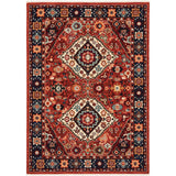 5' X 8' Red Blue Machine Woven Oriental Indoor Area Rug - Homeroots