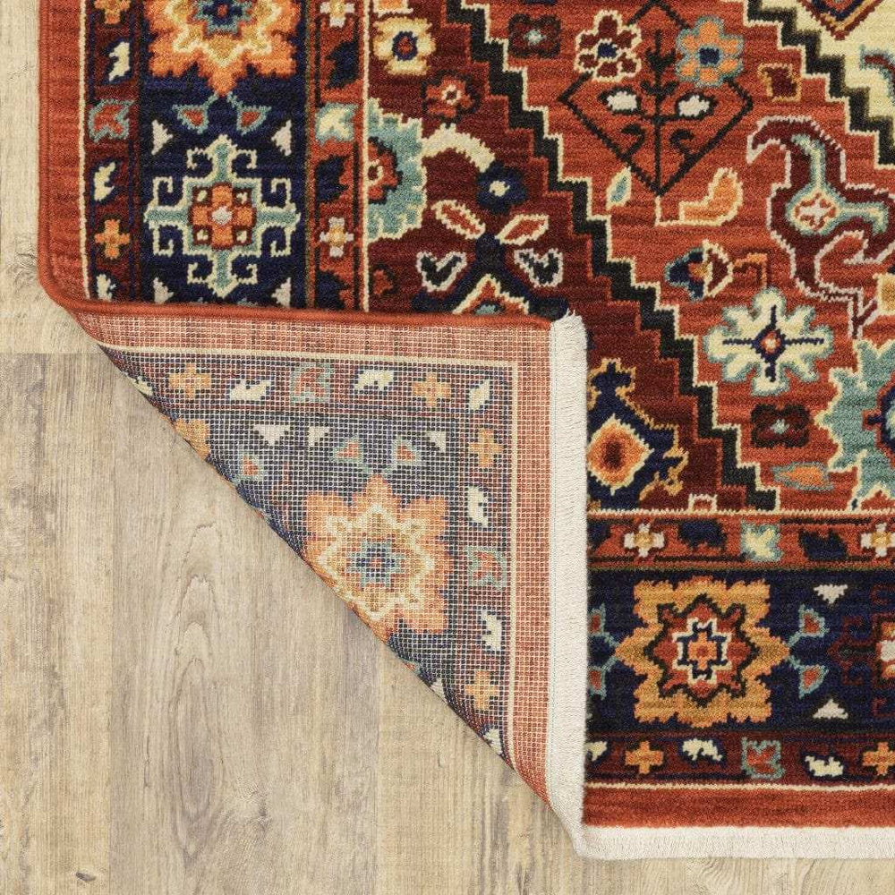 6' X 9' Red Blue Machine Woven Oriental Indoor Area Rug - Homeroots - Flyclothing LLC
