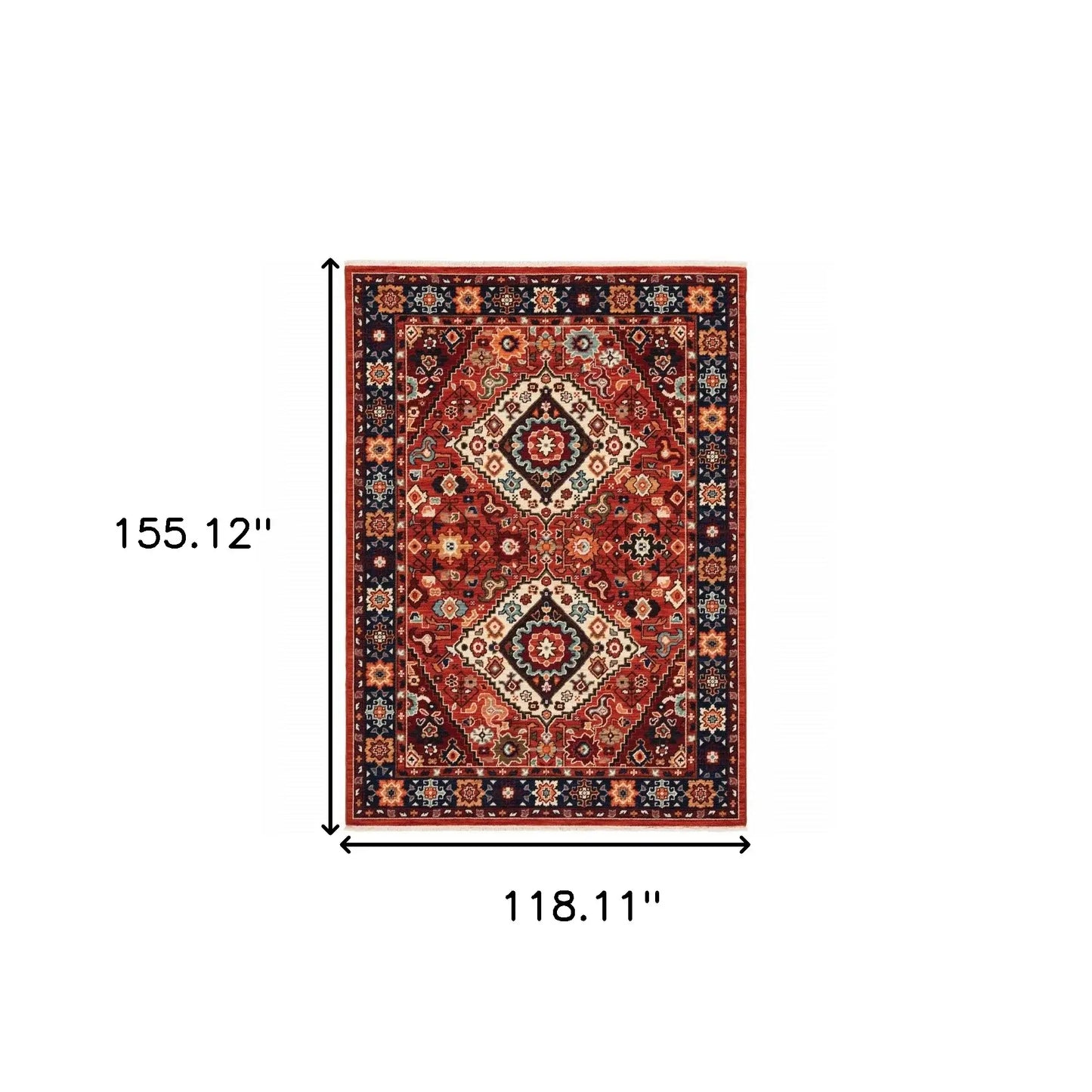 9' X 12' Red Blue Machine Woven Oriental Indoor Area Rug - Homeroots - Flyclothing LLC