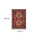 9' X 12' Red Blue Machine Woven Oriental Indoor Area Rug - Homeroots - Flyclothing LLC