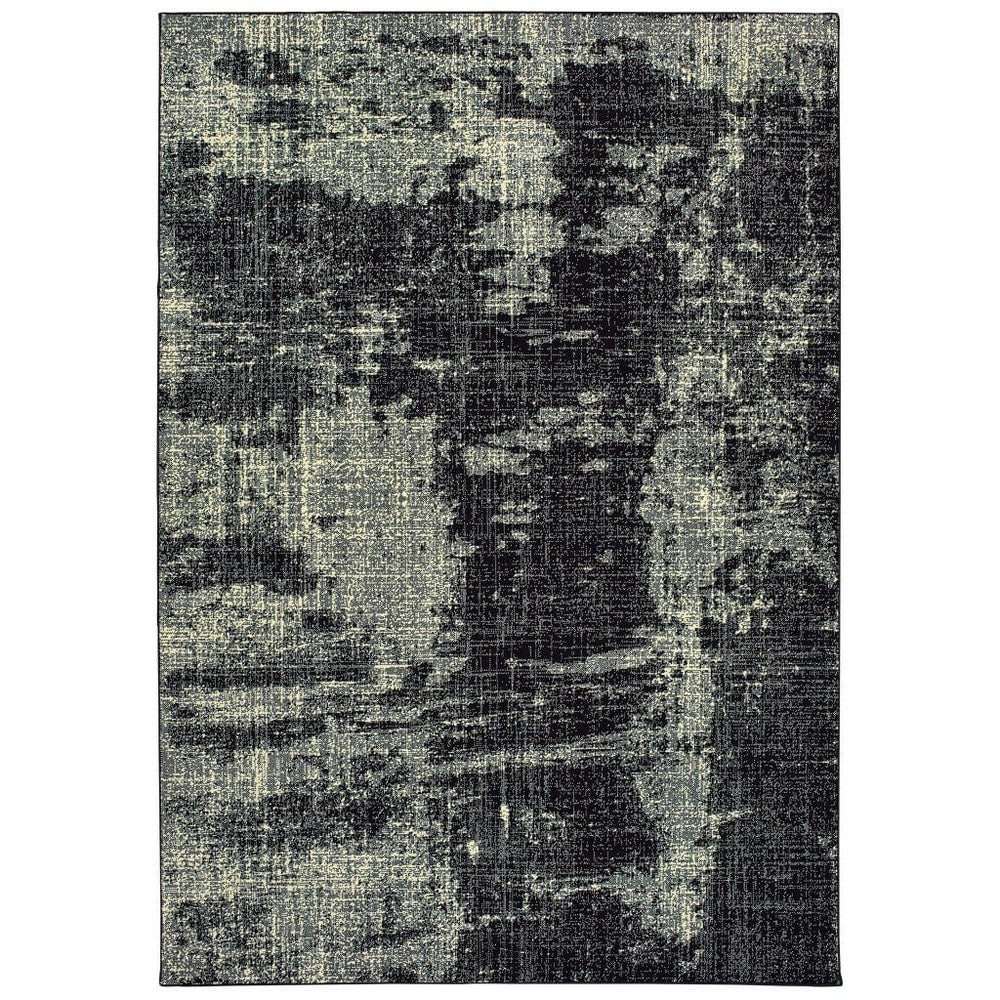 9' X 12' Black Ivory Machine Woven Abstract Indoor Area Rug - Homeroots