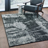 9' X 12' Black Ivory Machine Woven Abstract Indoor Area Rug - Homeroots