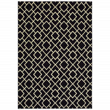 9' X 12' Black Ivory Machine Woven Geometric Diamonds Indoor Area Rug - Homeroots