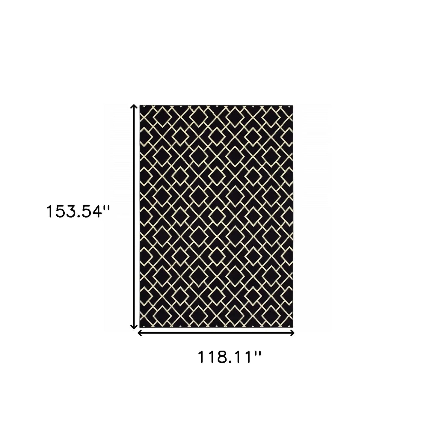9' X 12' Black Ivory Machine Woven Geometric Diamonds Indoor Area Rug - Homeroots - Flyclothing LLC