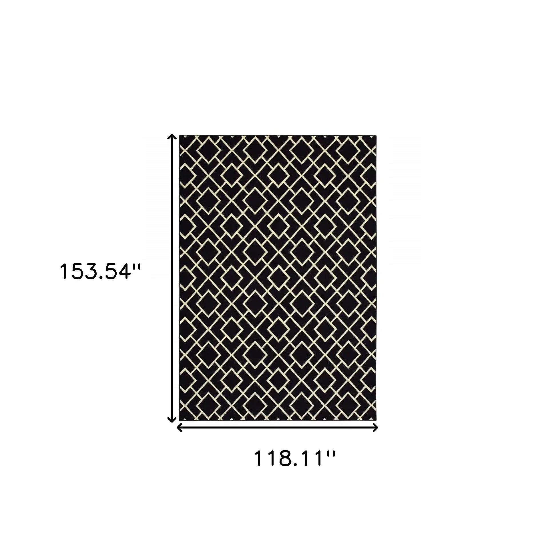 9' X 12' Black Ivory Machine Woven Geometric Diamonds Indoor Area Rug - Homeroots - Flyclothing LLC