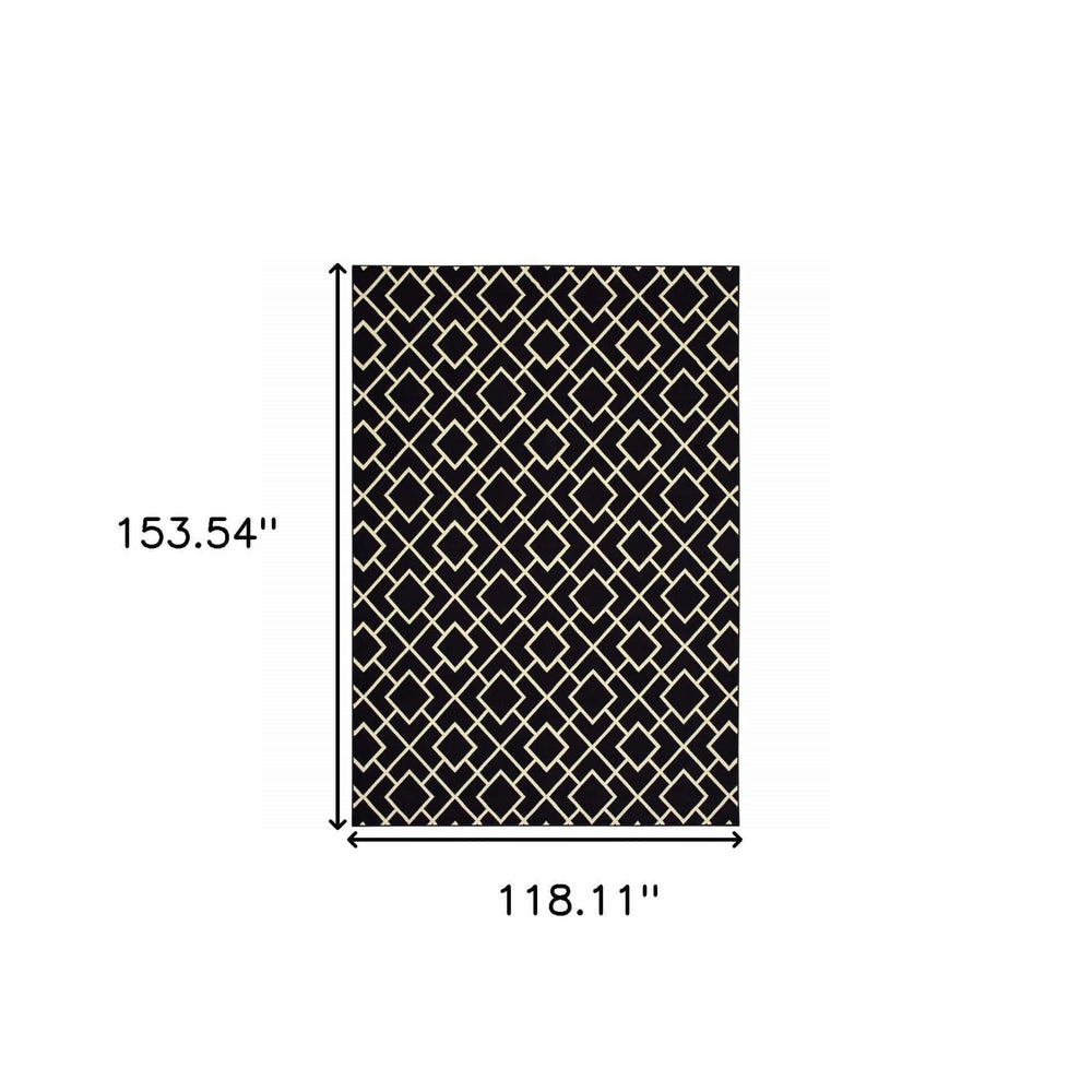9' X 12' Black Ivory Machine Woven Geometric Diamonds Indoor Area Rug - Homeroots - Flyclothing LLC