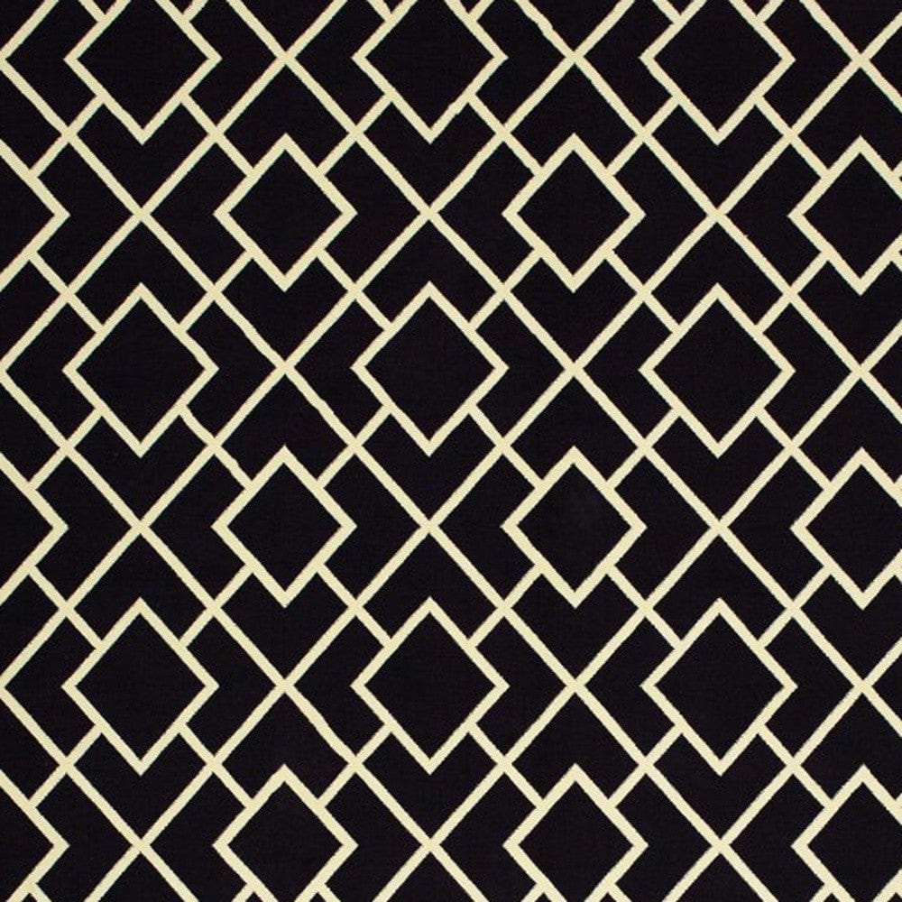9' X 12' Black Ivory Machine Woven Geometric Diamonds Indoor Area Rug