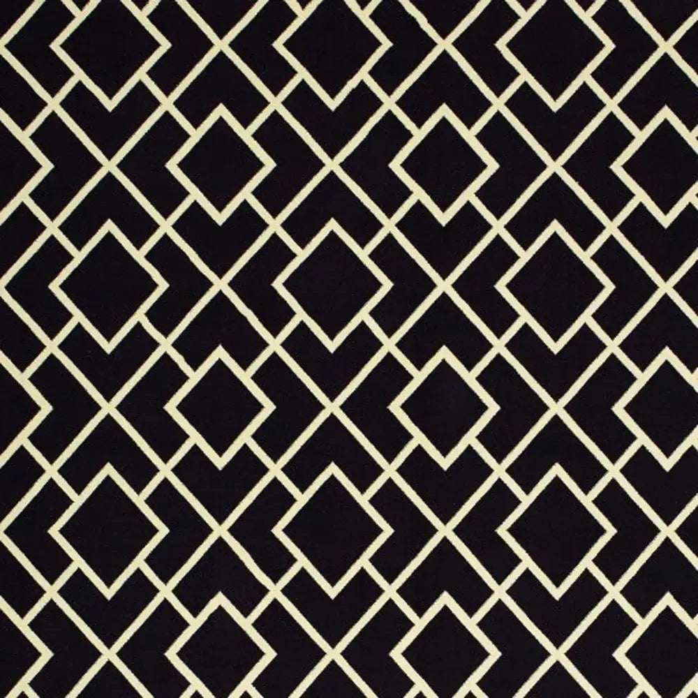 9' X 12' Black Ivory Machine Woven Geometric Diamonds Indoor Area Rug - Homeroots - Flyclothing LLC