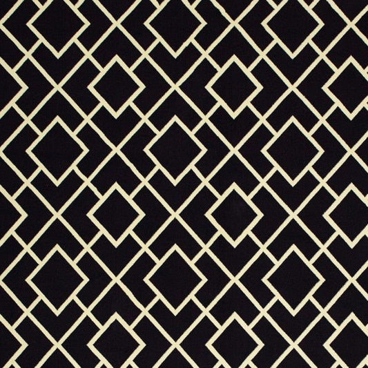 9' X 12' Black Ivory Machine Woven Geometric Diamonds Indoor Area Rug