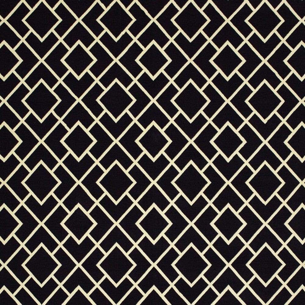 9' X 12' Black Ivory Machine Woven Geometric Diamonds Indoor Area Rug