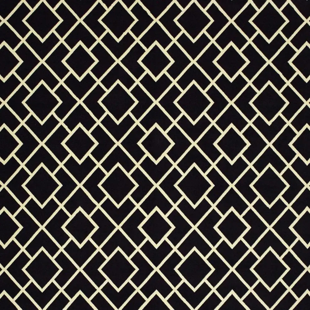 9' X 12' Black Ivory Machine Woven Geometric Diamonds Indoor Area Rug - Homeroots - Flyclothing LLC