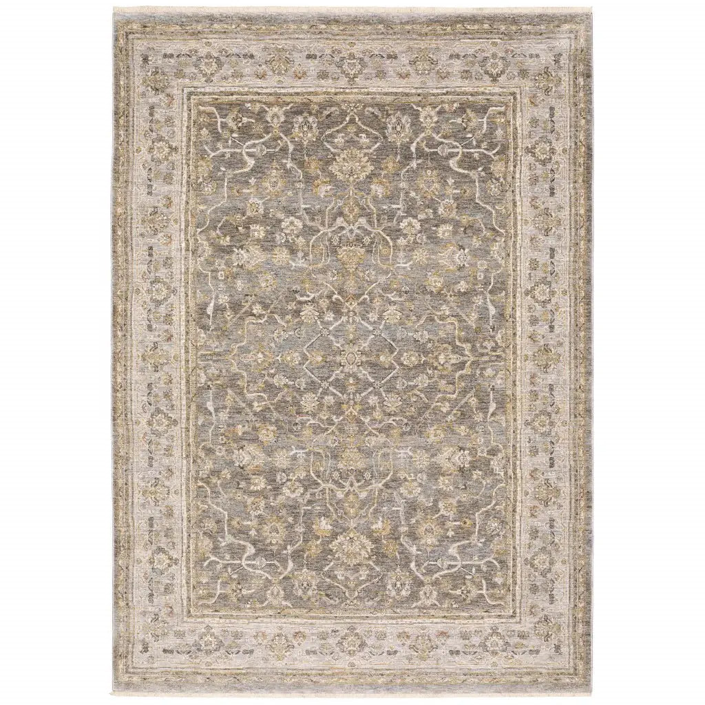 2' X 3' Beige Grey Machine Woven Oriental Indoor Area Rug - Homeroots - Flyclothing LLC