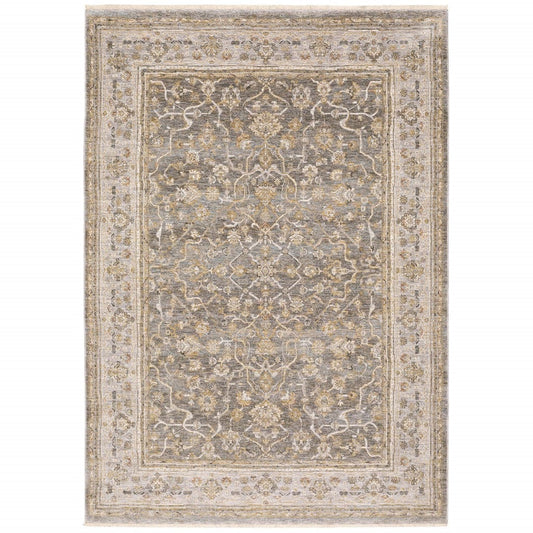 2' X 3' Beige Grey Machine Woven Oriental Indoor Area Rug - Homeroots