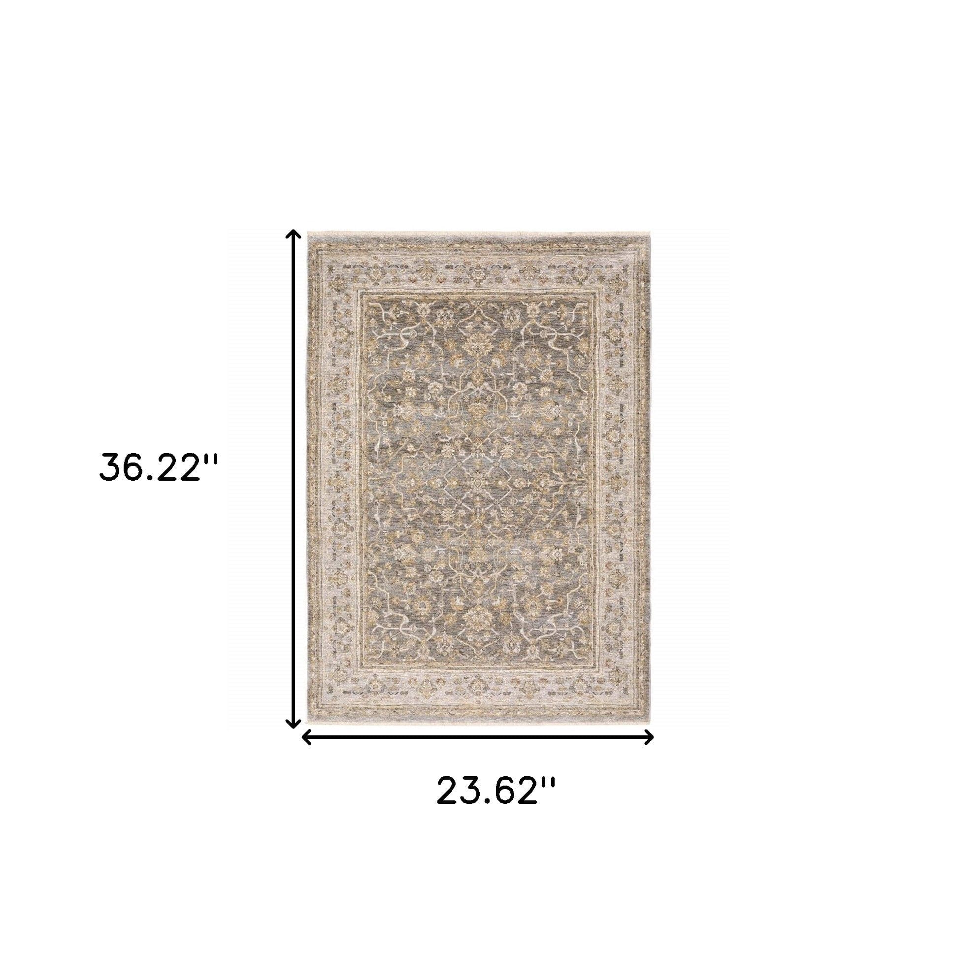 2' X 3' Beige Grey Machine Woven Oriental Indoor Area Rug - Homeroots