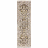 8' Beige Grey Machine Woven Oriental Indoor Runner Rug - Homeroots - Flyclothing LLC