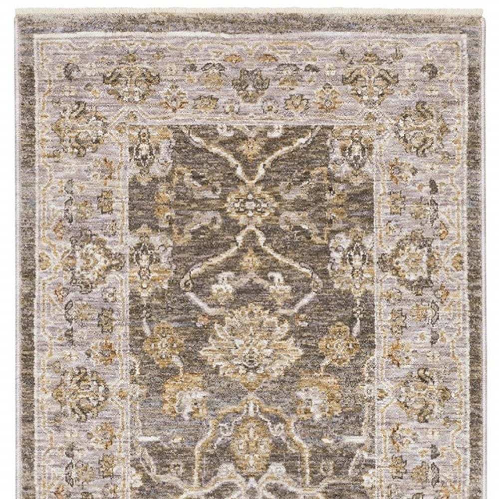 8' Beige Grey Machine Woven Oriental Indoor Runner Rug - Homeroots - Flyclothing LLC