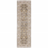 8' Beige Grey Machine Woven Oriental Indoor Runner Rug - Homeroots