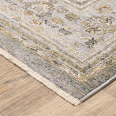 8' Beige Grey Machine Woven Oriental Indoor Runner Rug - Homeroots