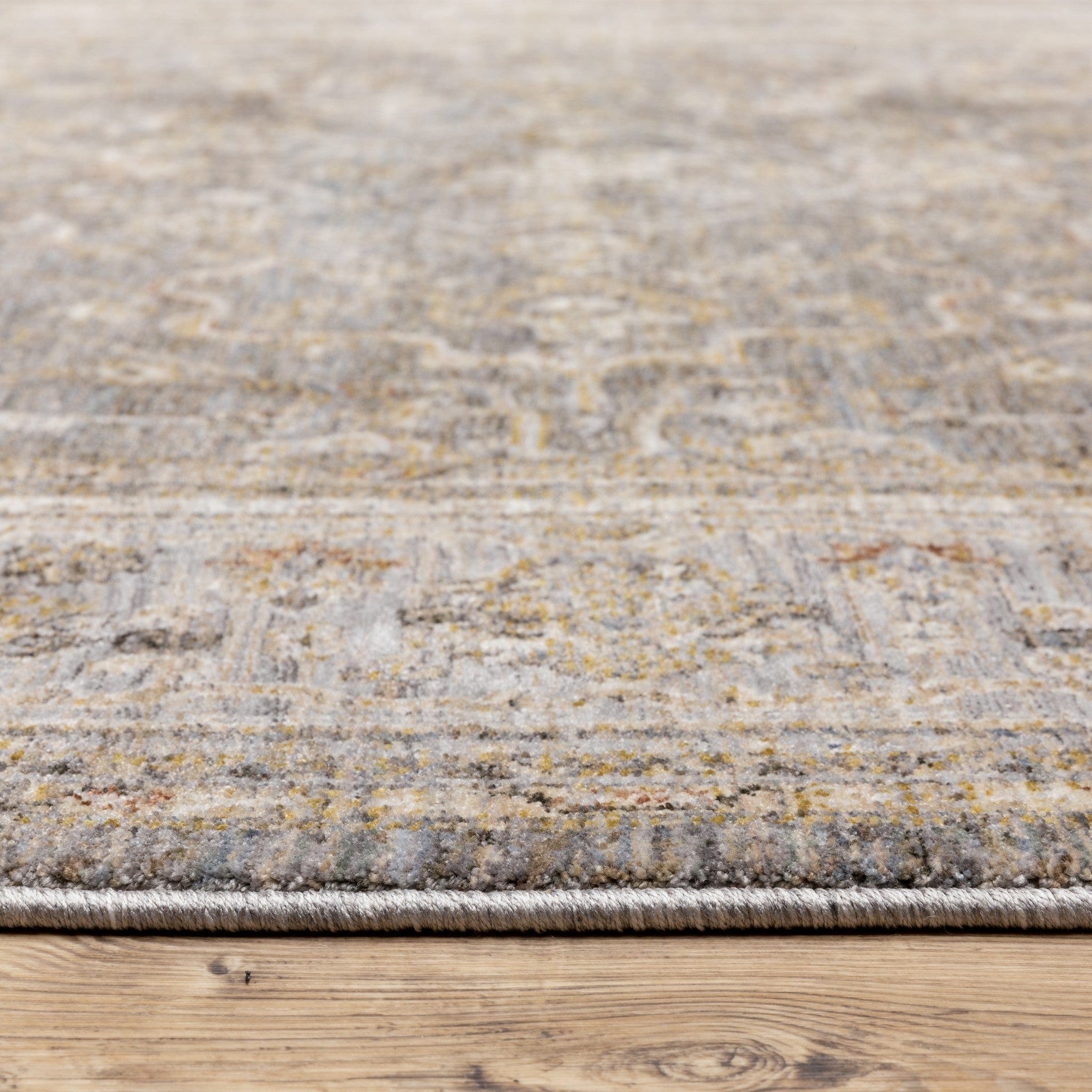 8' Beige Grey Machine Woven Oriental Indoor Runner Rug - Homeroots