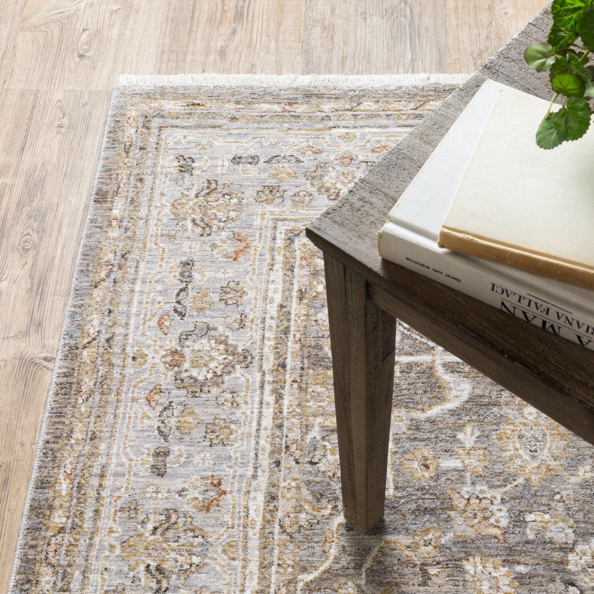 8' Beige Grey Machine Woven Oriental Indoor Runner Rug - Homeroots