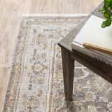 8' Beige Grey Machine Woven Oriental Indoor Runner Rug - Homeroots - Flyclothing LLC