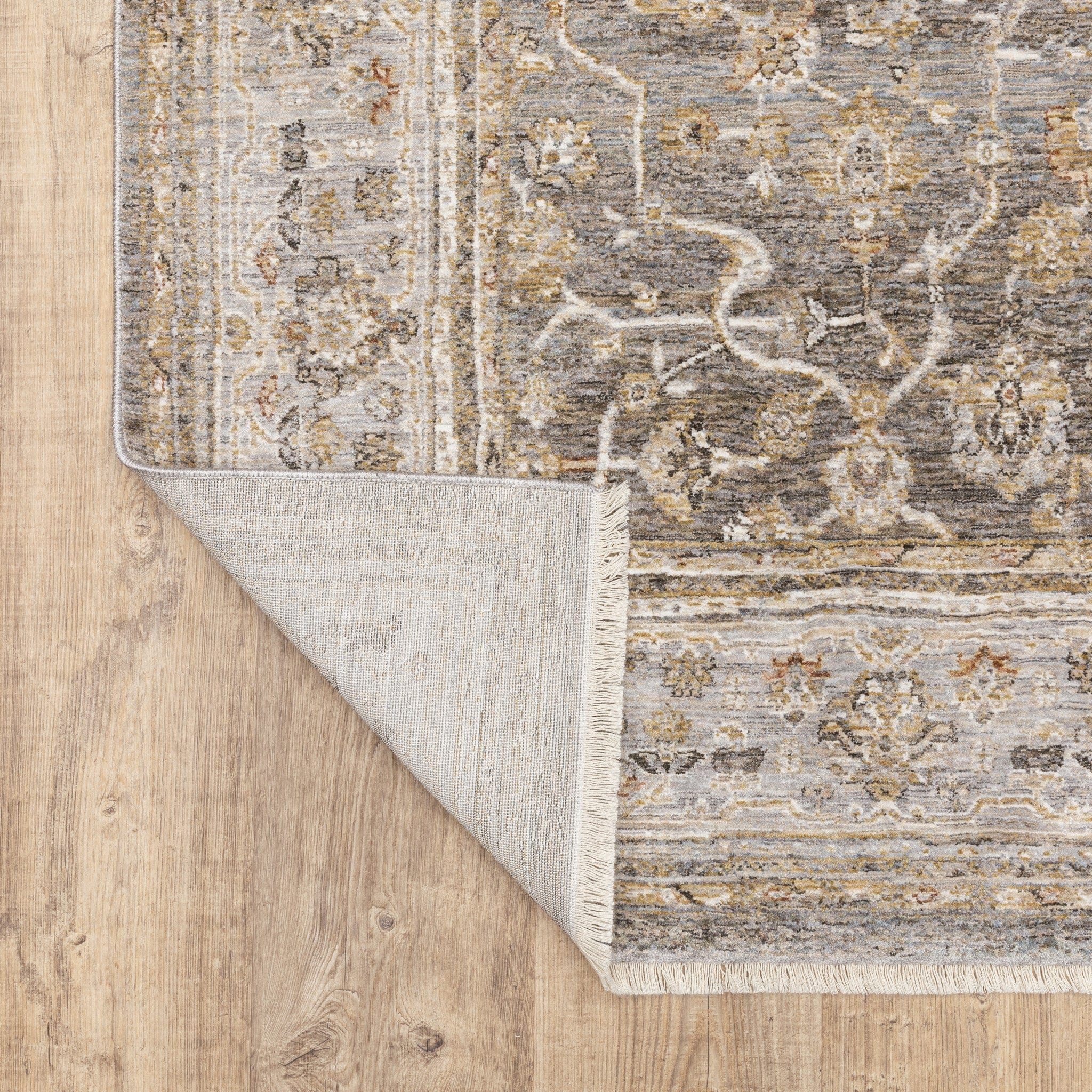 8' Beige Grey Machine Woven Oriental Indoor Runner Rug - Homeroots