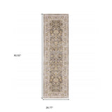8' Beige Grey Machine Woven Oriental Indoor Runner Rug - Homeroots - Flyclothing LLC