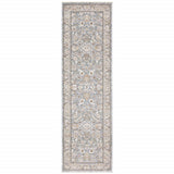 8' Blue Ivory Machine Woven Floral Oriental Indoor Runner - Homeroots