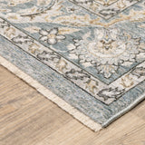 8' Blue Ivory Machine Woven Floral Oriental Indoor Runner - Homeroots