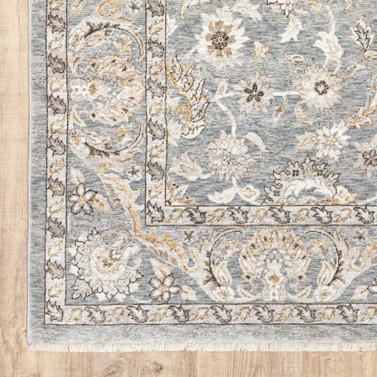 3' X 5' Blue Ivory Machine Woven Floral Oriental Indoor Area Rug - Homeroots