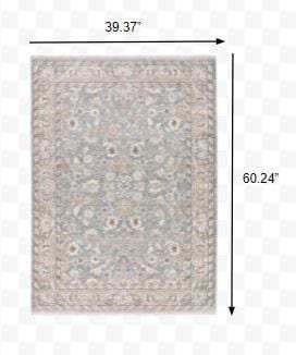 3' X 5' Blue Ivory Machine Woven Floral Oriental Indoor Area Rug - Homeroots - Flyclothing LLC