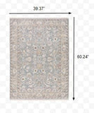 3' X 5' Blue Ivory Machine Woven Floral Oriental Indoor Area Rug - Homeroots