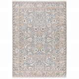6' X 9' Blue Ivory Machine Woven Floral Oriental Indoor Area Rug - Homeroots