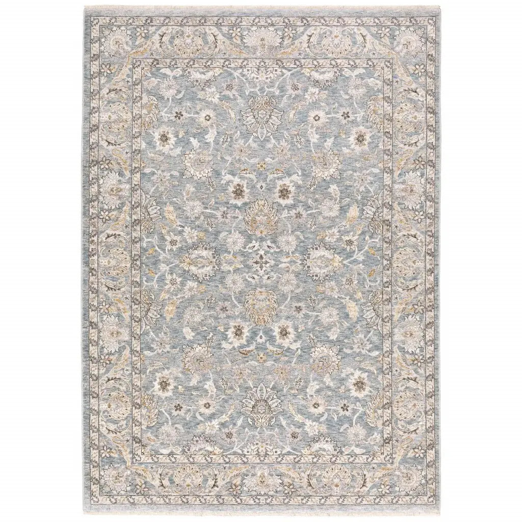 6' X 9' Blue Ivory Machine Woven Floral Oriental Indoor Area Rug - Homeroots - Flyclothing LLC